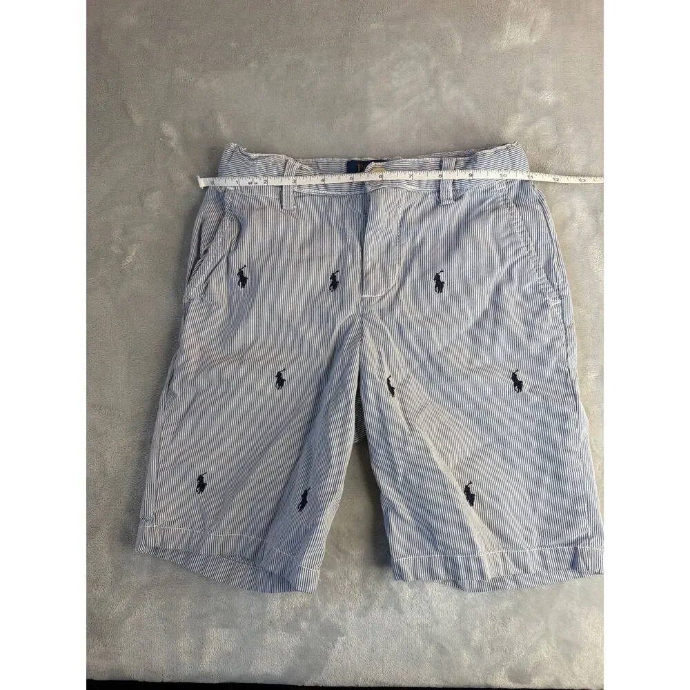 Polo Ralph Lauren All-Over Pony Blue/White Striped Seersucker Shorts size 7